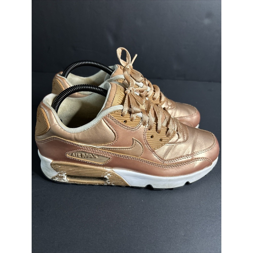 Nike Youth 7Y Air Max 90 SE Metallic Shoes Rose Gold 8596330900 2016 NO INSOLES